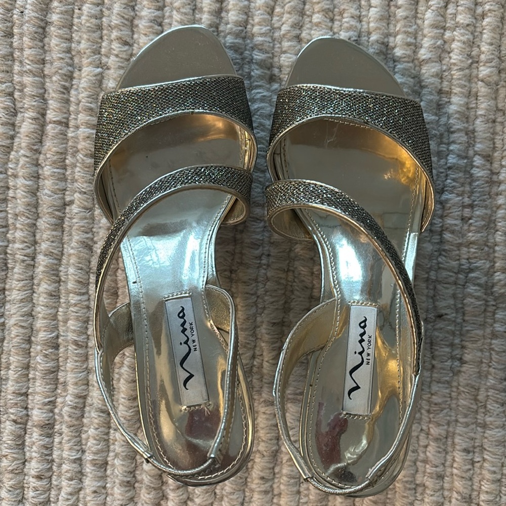 Nina brand strappy gold slingback sandals